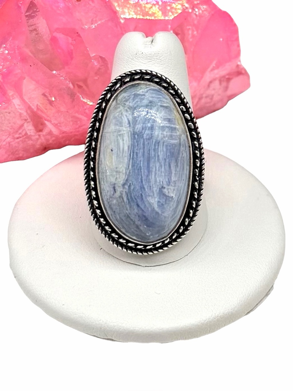 Blue Kyanite Ring Size 9.5 925 Sterling Silver Overlay